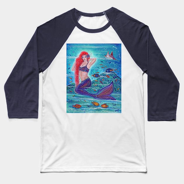 Aleanna Mermaid with fish by Renee Lavoie Baseball T-Shirt by ReneeLLavoie